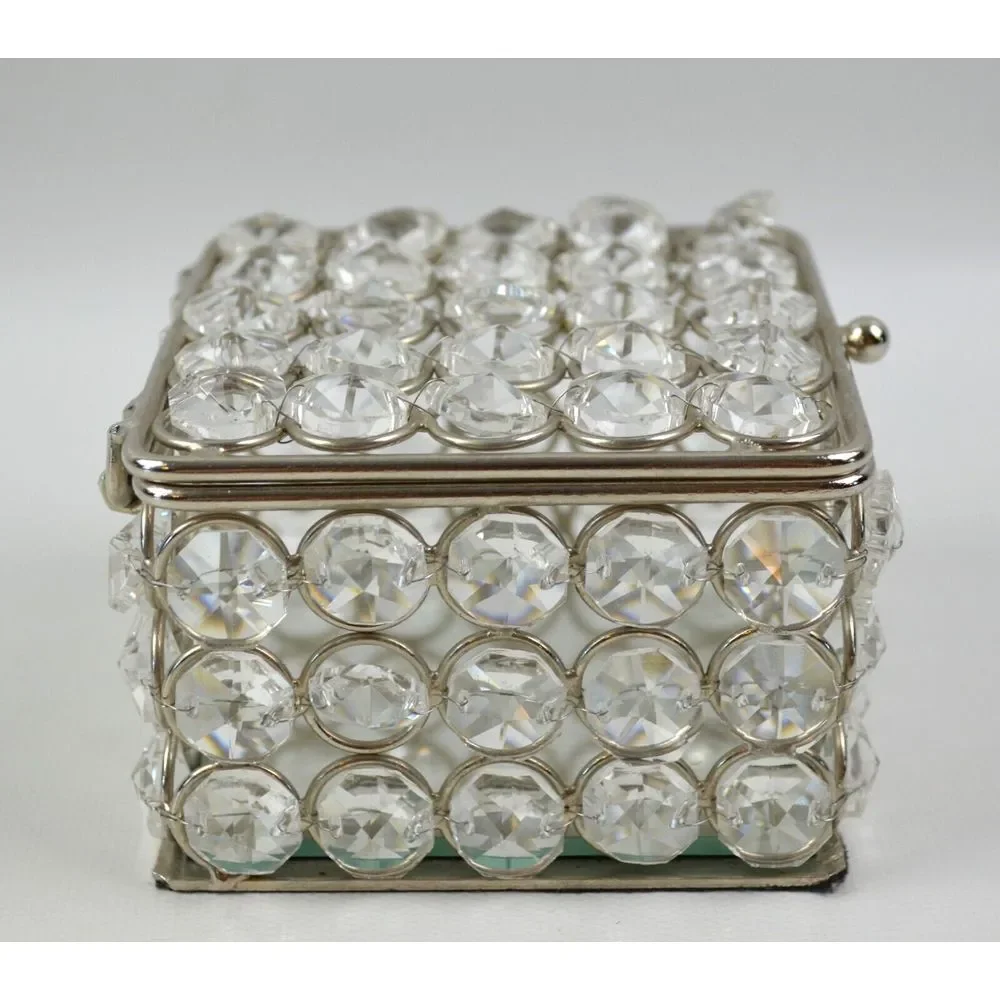 Clear Prism Rhinestone Jewelry Box  with Mirror Bottom‎ 3.5